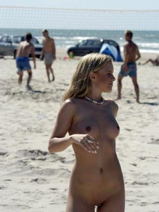 Some teen girl playing volleyball naked