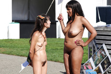 Nasty ebony granny totally nude in the public