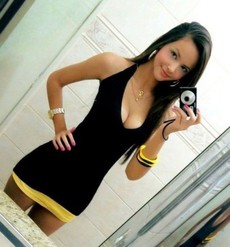 Cute teen in tight black dress..