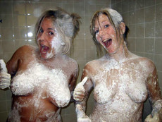Nude girlfriends bathe in the shower, hm pics