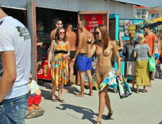 Very gutsy young nudist not afraid to be seen..