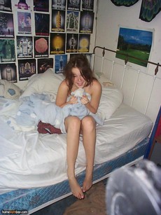 Slutty teen fondling her pussy in this super..