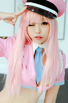 Japanese girl-emo dyed his hair in the bright pink